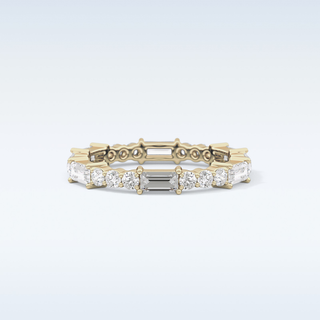 Beautiful Full Eternity Wedding Band with 1.23 CT Round & Baguette Cut Moissanite