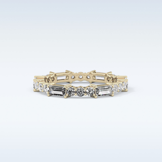 Beautiful Full Eternity Wedding Band with 1.23 CT Round & Baguette Cut Moissanite