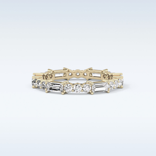 Beautiful Full Eternity Wedding Band with 1.23 CT Round & Baguette Cut Moissanite