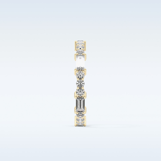 Beautiful Full Eternity Wedding Band with 1.23 CT Round & Baguette Cut Moissanite