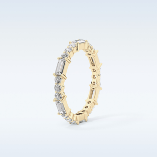 Beautiful Full Eternity Wedding Band with 1.23 CT Round & Baguette Cut Moissanite