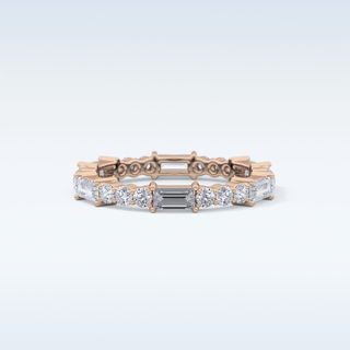 Beautiful Full Eternity Wedding Band with 1.23 CT Round & Baguette Cut Moissanite