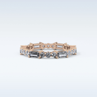 Beautiful Full Eternity Wedding Band with 1.23 CT Round & Baguette Cut Moissanite