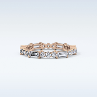 Beautiful Full Eternity Wedding Band with 1.23 CT Round & Baguette Cut Moissanite