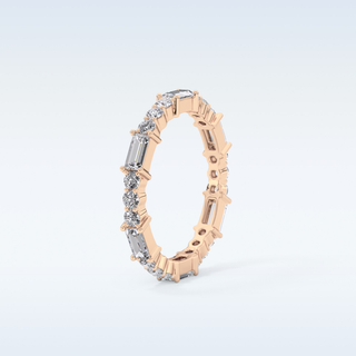 Beautiful Full Eternity Wedding Band with 1.23 CT Round & Baguette Cut Moissanite