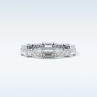 Beautiful Full Eternity Wedding Band with 1.23 CT Round & Baguette Cut Moissanite
