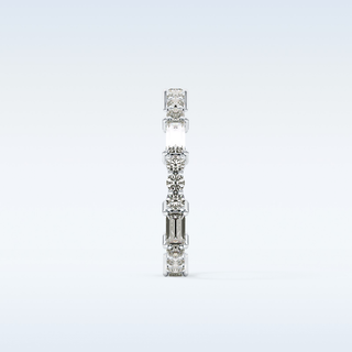 Beautiful Full Eternity Wedding Band with 1.23 CT Round & Baguette Cut Moissanite