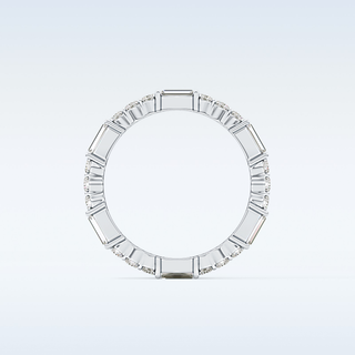 Beautiful Full Eternity Wedding Band with 1.23 CT Round & Baguette Cut Moissanite