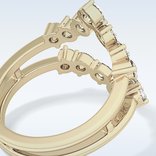 Beautiful V Shaped Wedding Band with 1.29 CT Round Cut Moissanite