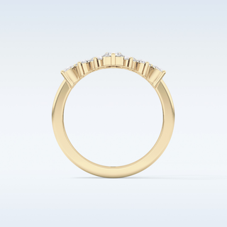 Beautiful V Shaped Wedding Band with 1.29 CT Round Cut Moissanite