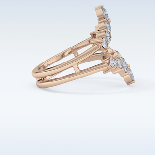 Beautiful V Shaped Wedding Band with 1.29 CT Round Cut Moissanite