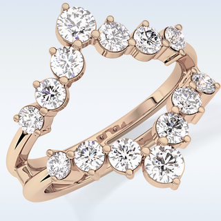 Beautiful V Shaped Wedding Band with 1.29 CT Round Cut Moissanite
