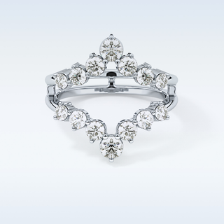 Beautiful V Shaped Wedding Band with 1.29 CT Round Cut Moissanite