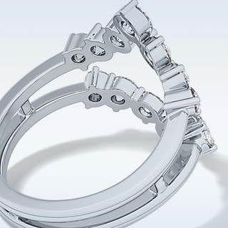 Beautiful V Shaped Wedding Band with 1.29 CT Round Cut Moissanite