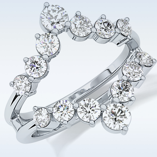 Beautiful V Shaped Wedding Band with 1.29 CT Round Cut Moissanite