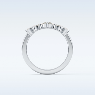 Beautiful V Shaped Wedding Band with 1.29 CT Round Cut Moissanite
