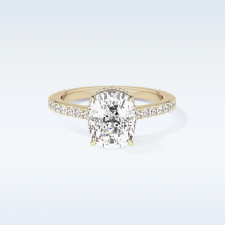 3.55 CT Hidden Halo & Pave Engagement Ring Featuring Cushion Moissanite