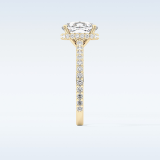 3.55 CT Hidden Halo & Pave Engagement Ring Featuring Cushion Moissanite