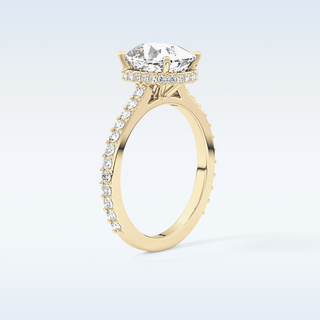 3.55 CT Hidden Halo & Pave Engagement Ring Featuring Cushion Moissanite