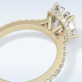 3.55 CT Hidden Halo & Pave Engagement Ring Featuring Cushion Moissanite