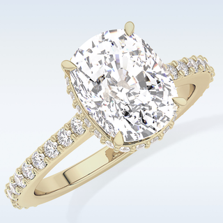 3.55 CT Hidden Halo & Pave Engagement Ring Featuring Cushion Moissanite