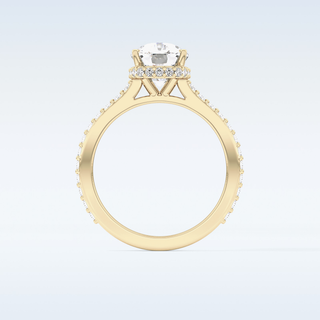 3.55 CT Hidden Halo & Pave Engagement Ring Featuring Cushion Moissanite