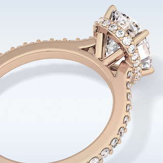 3.55 CT Hidden Halo & Pave Engagement Ring Featuring Cushion Moissanite