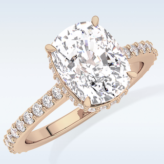 3.55 CT Hidden Halo & Pave Engagement Ring Featuring Cushion Moissanite