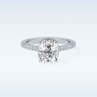 3.55 CT Hidden Halo & Pave Engagement Ring Featuring Cushion Moissanite