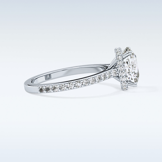 3.55 CT Hidden Halo & Pave Engagement Ring Featuring Cushion Moissanite