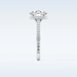 3.55 CT Hidden Halo & Pave Engagement Ring Featuring Cushion Moissanite