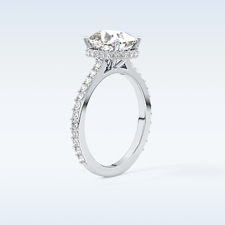 3.55 CT Hidden Halo & Pave Engagement Ring Featuring Cushion Moissanite