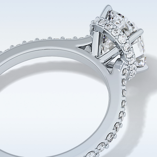 3.55 CT Hidden Halo & Pave Engagement Ring Featuring Cushion Moissanite
