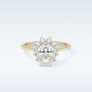 0.91 CT Halo Engagement Ring Featuring Oval Moissanite