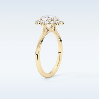 0.91 CT Halo Engagement Ring Featuring Oval Moissanite