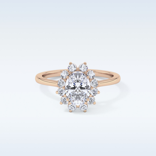 0.91 CT Halo Engagement Ring Featuring Oval Moissanite