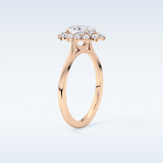 0.91 CT Halo Engagement Ring Featuring Oval Moissanite