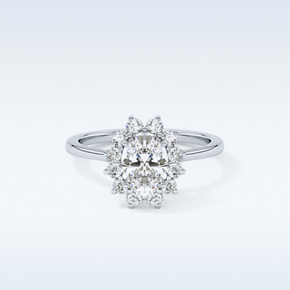 0.91 CT Halo Engagement Ring Featuring Oval Moissanite