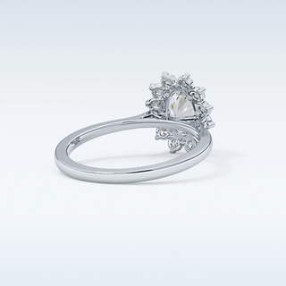 0.91 CT Halo Engagement Ring Featuring Oval Moissanite