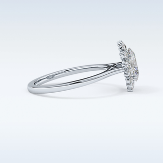 0.91 CT Halo Engagement Ring Featuring Oval Moissanite