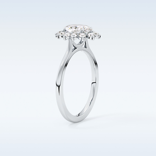 0.91 CT Halo Engagement Ring Featuring Oval Moissanite