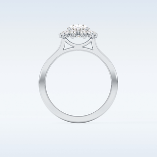 0.91 CT Halo Engagement Ring Featuring Oval Moissanite