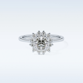 0.86 CT Halo Engagement Ring Featuring Cushion Moissanite