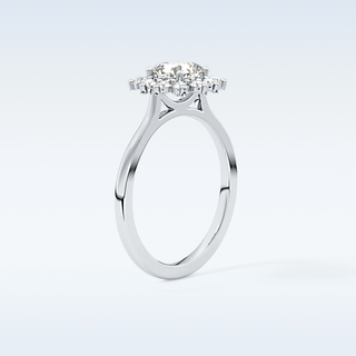 0.86 CT Halo Engagement Ring Featuring Cushion Moissanite