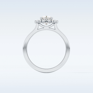 0.86 CT Halo Engagement Ring Featuring Cushion Moissanite