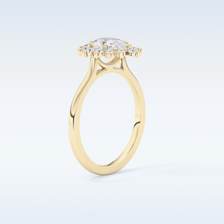 0.81 CT Halo Engagement Ring Featuring Pear Moissanite