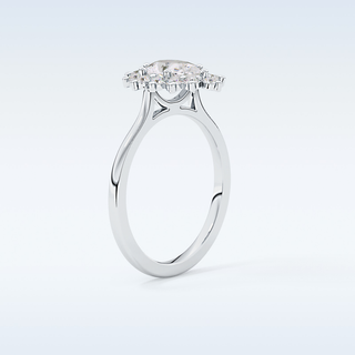 0.81 CT Halo Engagement Ring Featuring Pear Moissanite