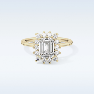 1.31 CT Halo Engagement Ring Featuring Emerald Moissanite