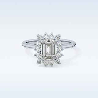 1.31 CT Halo Engagement Ring Featuring Emerald Moissanite