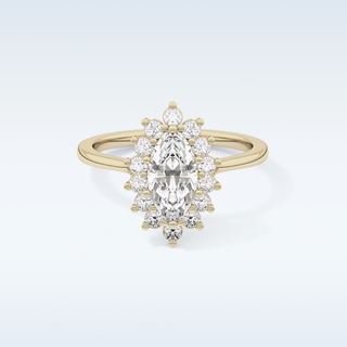 0.82 CT Halo Engagement Ring Featuring Marquise Moissanite